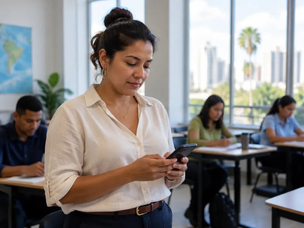 Un negocio de educación y cursos atendiendo a sus clientes por WhatsApp
