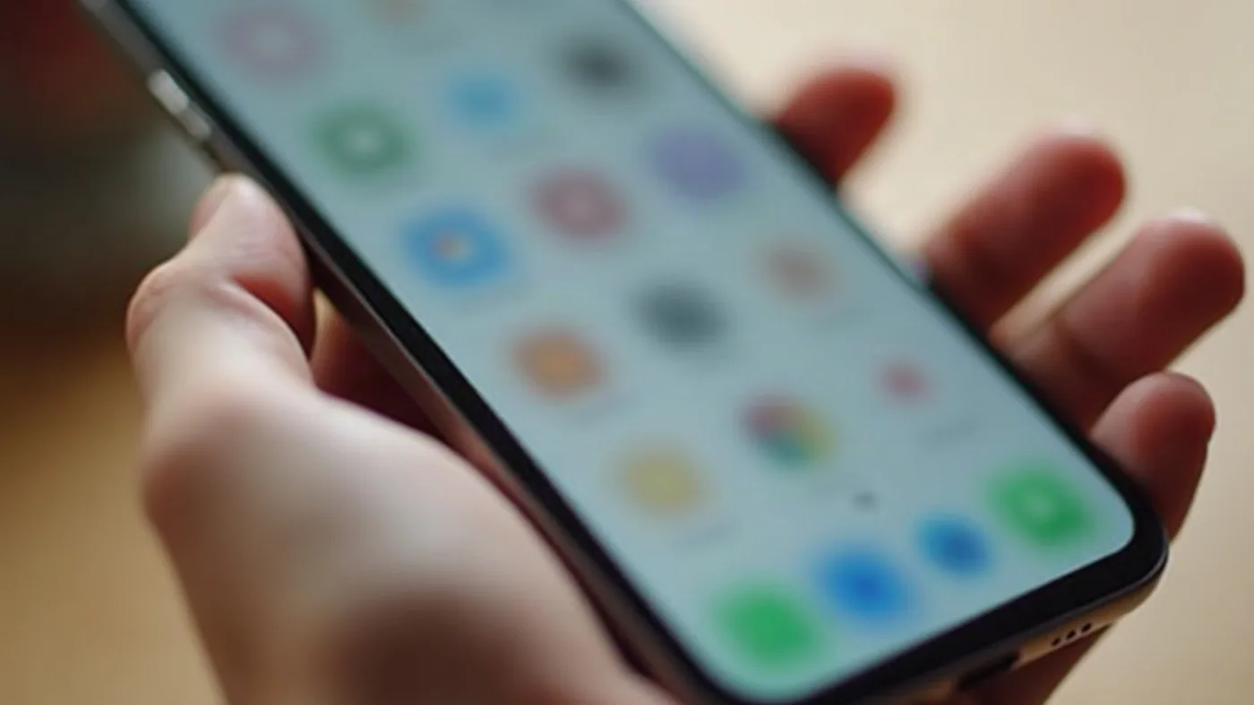 Celular mostrando íconos de apps de mensajería incluyendo WhatsApp