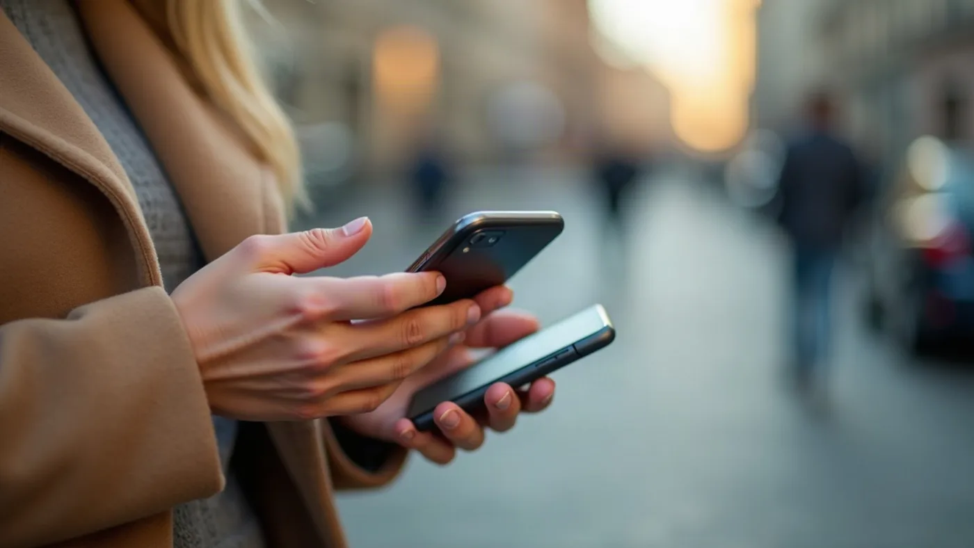 Manos escribiendo un mensaje en el celular, retomando una conversación de venta por WhatsApp